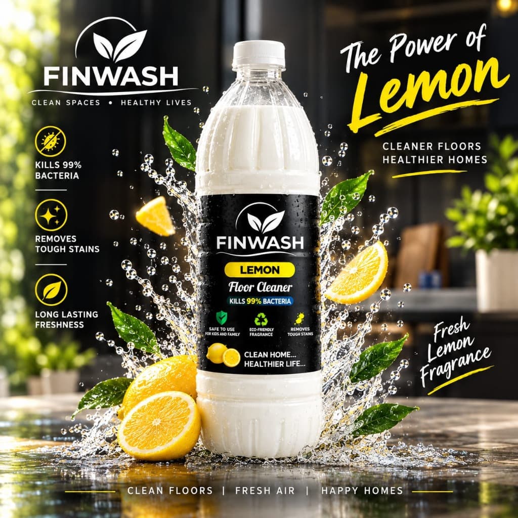 FinWash Lemon Floor Cleaner 1 Litre Bottle